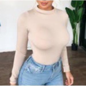 OOTDFASH Beige Ribbed Bodysuit